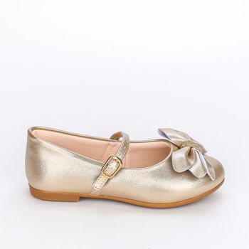 Sapatilha Infantil Feminina Kidy Estilo Boneca Laço Dourado 24 / Dourado