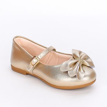 Sapatilha Infantil Feminina Kidy Estilo Boneca Laço Dourado 24 / Dourado