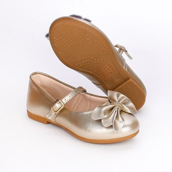 Sapatilha Infantil Feminina Kidy Estilo Boneca Laço Dourado 24 / Dourado