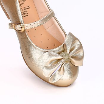 Sapatilha Infantil Feminina Kidy Estilo Boneca Laço Dourado 24 / Dourado