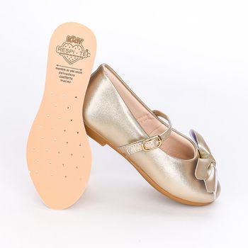 Sapatilha Infantil Feminina Kidy Estilo Boneca Laço Dourado 24 / Dourado