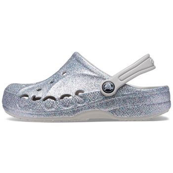 Sandália crocs baya glitter clog t silver 27 / cinza