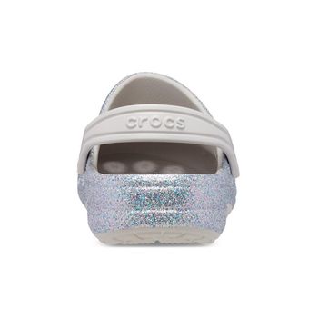 Sandália crocs baya glitter clog t silver 27 / cinza