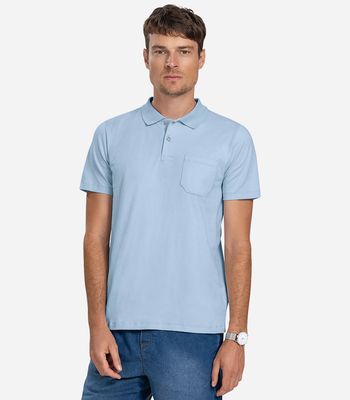 Polo Masculina Com Bolso Cotton Leve Diametro Azul P / Azul