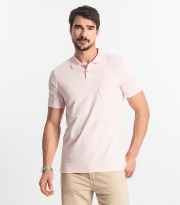 Polo Masculina Com Bolso Cotton Leve Diametro Rosa P / Rosa