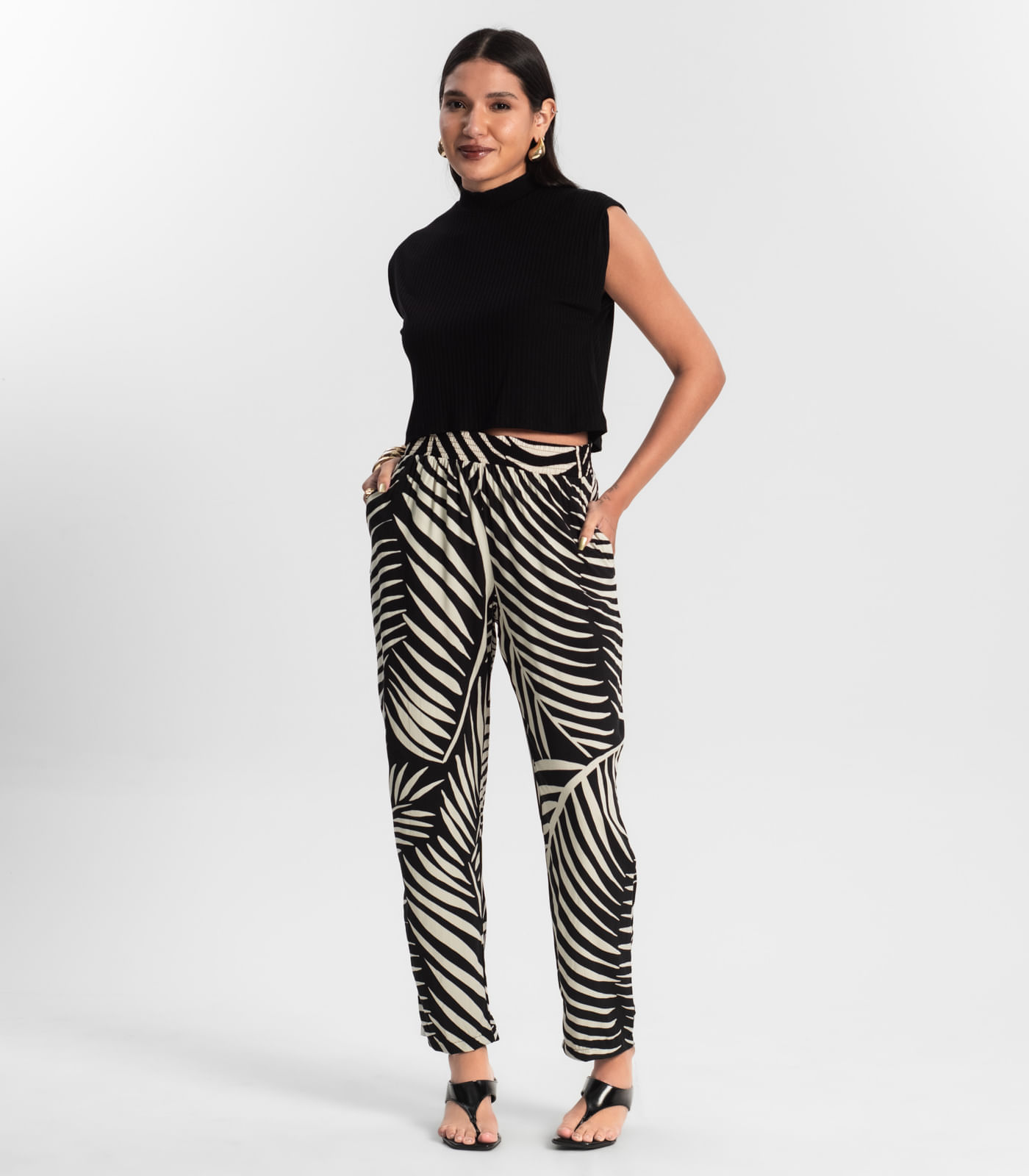 Calça Feminina Estampada Rovitex Preto