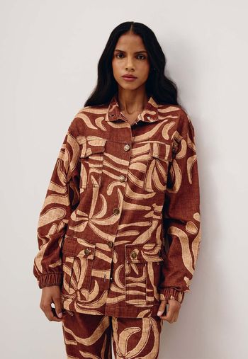 Parka Sarja Bolsos Estampada Yucca P / Marrom