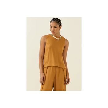 Blusa com Abertura Costas P / Bege