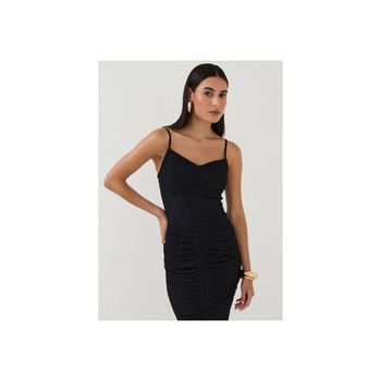 Regata Busto Franzido Textura M / Preto