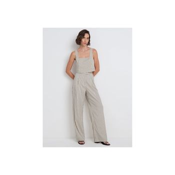 Cropped Listrado Decote Quadrado P / Off White