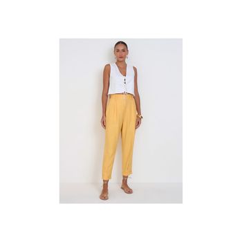 Calça Alfaiataria Cenoura Amarela P / Amarelo