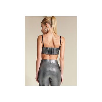 Top Corset Metalizado Abertura No Busto P / Prata