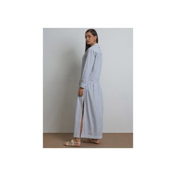 Chemise Listrada com Fenda P / Azul