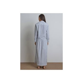 Chemise Listrada com Fenda P / Azul