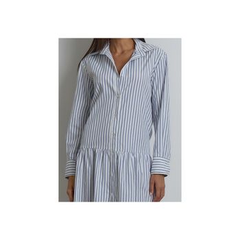 Chemise Listrada com Fenda P / Azul