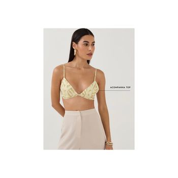 Túnica Longa Estampada com Top M / Amarelo
