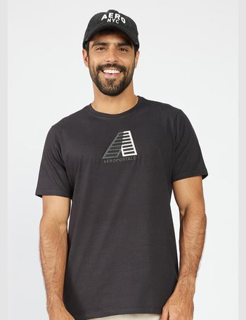 Camiseta Manga Curta Masculino Bordada Aéropostale GG / PRETO