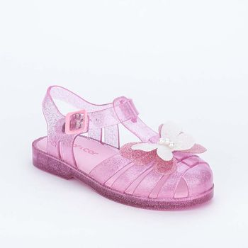 Sandália Infantil Feminina Mar e Cor Borboleta Rosa Glitter 33-34 / Rosa
