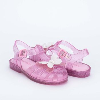 Sandália Infantil Feminina Mar e Cor Borboleta Rosa Glitter 33-34 / Rosa