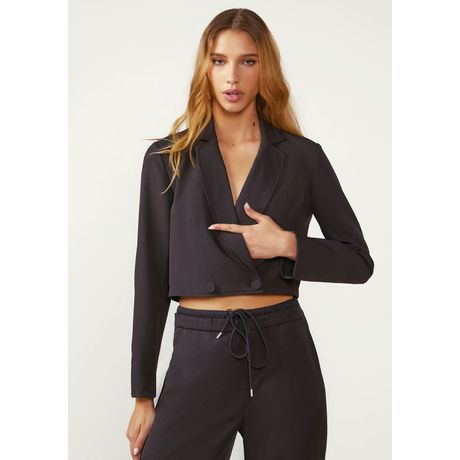 Blazer Solto Manga Longa Chumbo Zinco