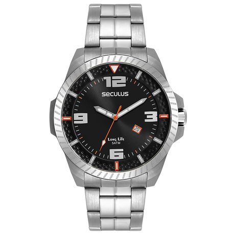 Relógio Masculino Aço Detalhes Automobilísticos Prata