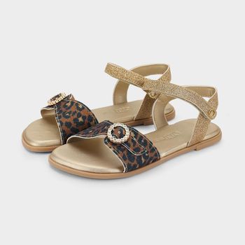 Sandália Infantil Bibi Shine Kids de Onça 31