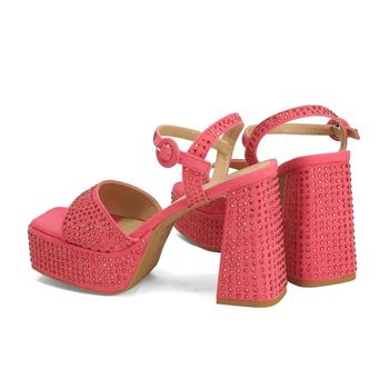 Sandália Salto Alto Hotfix Suede Strass Ana Mello 34