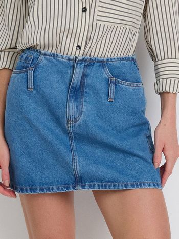 Saia Jeans Curta Azul Médio 34 / Azul