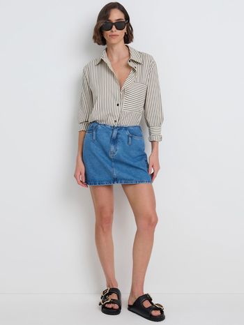 Saia Jeans Curta Azul Médio 34 / Azul