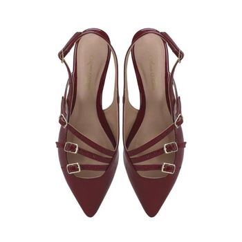 Sapatilha marsala em verniz três fivelas 37