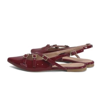 Sapatilha marsala em verniz três fivelas 37