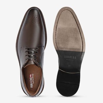 Sapato Social Couro Macio Ferracini Masculino Open 6356-262H 37 / MARROM | BROWN