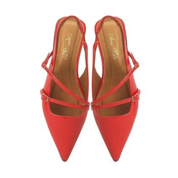 Sapatilha Bico Fino Verniz Slingback Confortável Ana Mello 34