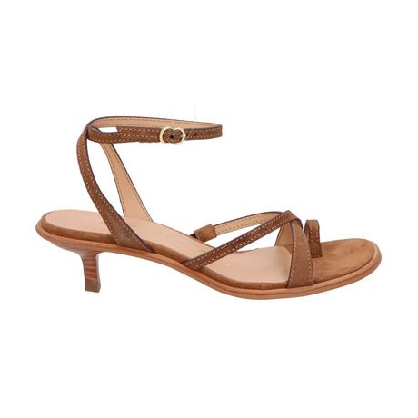 Sandália Luiza Barcelos 13680031 Salto Baixo Fino Couro Liso Caramelo