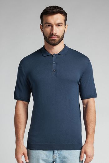 Camiseta Polo Em Algodão - Azul P / Azul