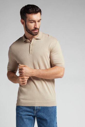 Camiseta Polo Em Algodão - Bege P / Bege
