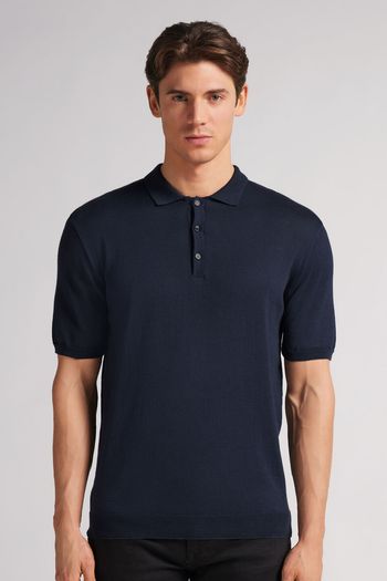 Camiseta Polo Em Algodão - Azul P / Azul