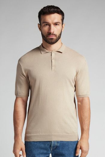 Camiseta Polo Em Algodão - Bege P / Bege
