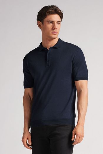 Camiseta Polo Em Algodão - Azul P / Azul