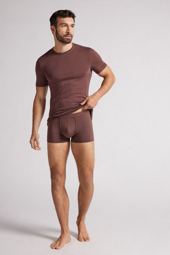 Cueca Boxer Em Algodão Natural Fresh - Marrom P / Marrom
