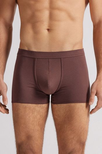 Cueca Boxer Em Algodão Natural Fresh - Marrom P / Marrom