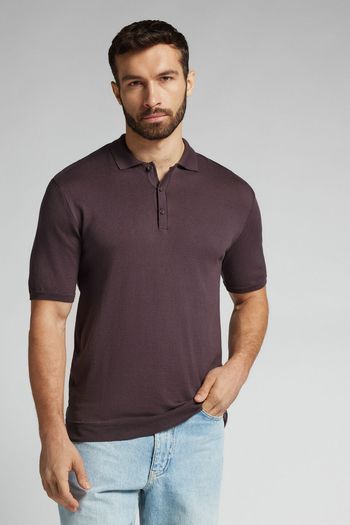 Camiseta Polo Em Algodão - Marrom P / Marrom