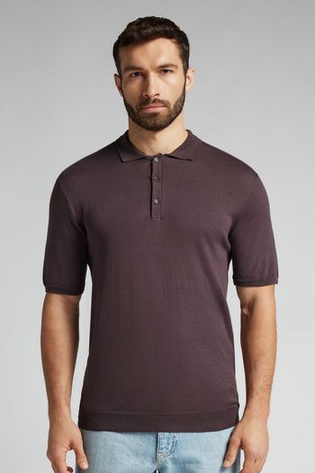 Camiseta Polo Em Algodão - Marrom P / Marrom
