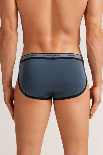 Cueca Slip Washed Collection Em Algodão - Azul P / Azul