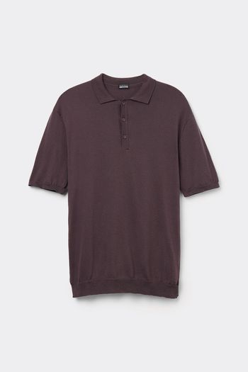 Camiseta Polo Em Algodão - Marrom P / Marrom