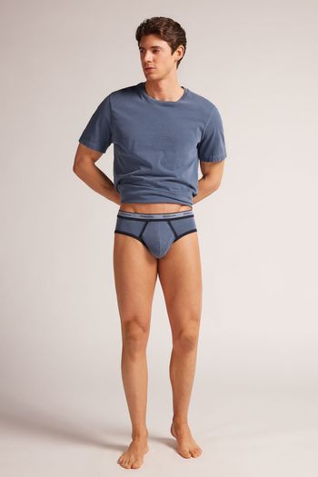 Cueca Slip Washed Collection Em Algodão - Azul P / Azul