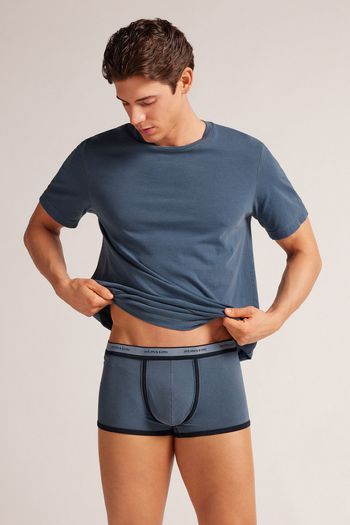 Cueca Boxer Washed Collection Em Algodão - Azul P / Azul