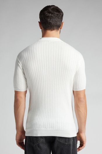 Camiseta Polo Em Algodão Canelado - Branco P / Branco