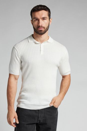 Camiseta Polo Em Algodão Canelado - Branco P / Branco