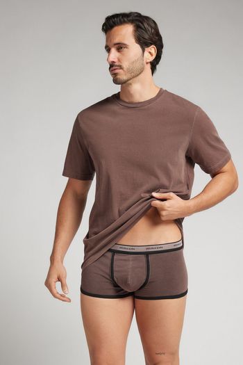 Cueca Boxer Washed Collection Em Algodão - Marrom P / Marrom
